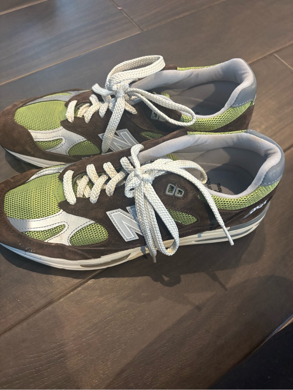 Kith x Danielle Cathari x New Balance Men's Green & Brown Mesh Suede Sneakers